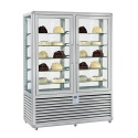Vitrina frigorifica cofetarie Silfer Curv CPS 700 V/V, 10 rafturi, 2 usi, 742 l, temperatura +4°+10°C, inox