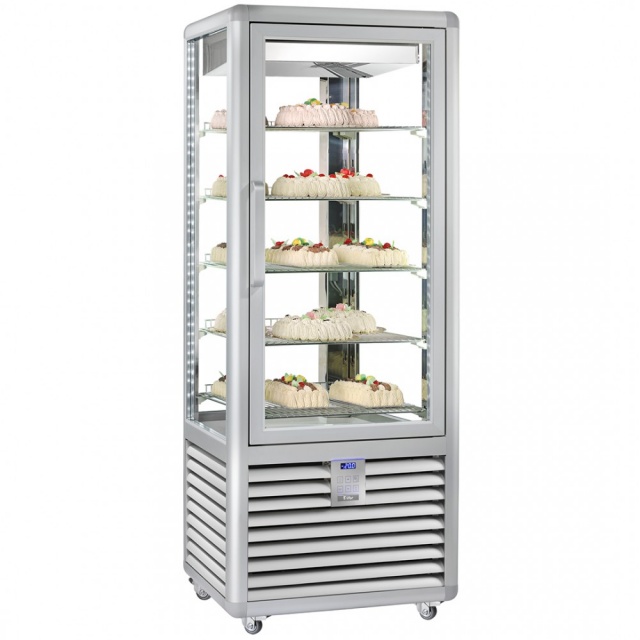Vitrina frigorifica cofetarie Silfer Curv CGL 450 S, 6 rafturi, 427 l, temperatura -15°-25°C, inox