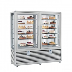 Vitrina frigorifica cofetarie Silfer Curv CGL 900 S/S, 12 rafturi, 848 l, 2 usi, temperatura -15°-25°C, inox