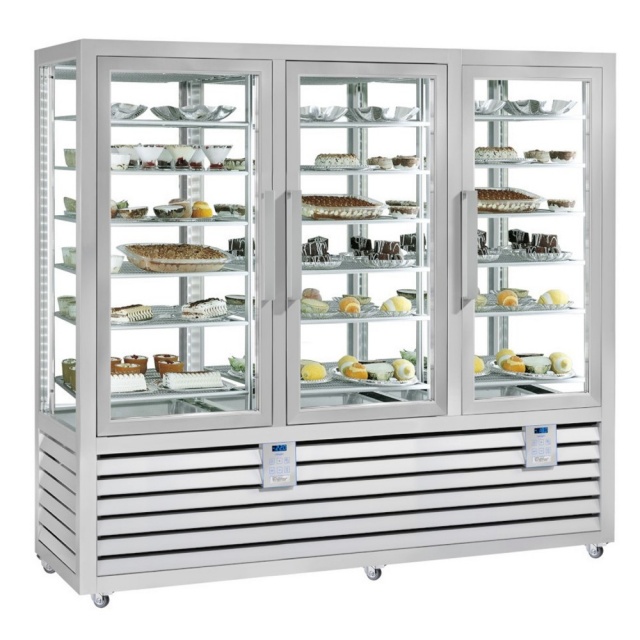 Vitrina cofetarie Tecfrigo MUSA 120 Q, capacitate 120 l, temperatura -15/-21 ºC, negru