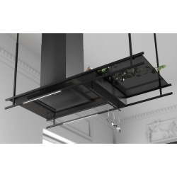 HOTA PENTRU INSULA DE BUCATARIE AIRFORCE FRAME, 180x60 CM, INOX / NEGRU MAT