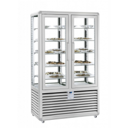 Vitrina frigorifica cofetarie Silfer Curv CPG 900 G2T/V, 10 rafturi, 2 usi, 848 l, 2 zone temperatura -15°-25°C/ +4°+10°C, inox