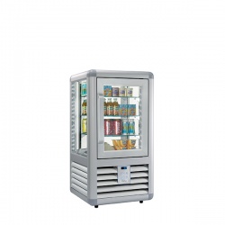 Vitrina frigorifica bauturi Silfer Curv CEB 100 V, 3 rafturi, 98 l, temperatura +4°+10°C, inox