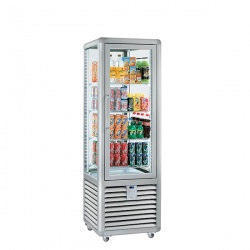 Vitrina frigorifica bauturi Silfer Curv CBV 350 G, 4 rafturi, 360 l, temperatura +6°+10°C, inox