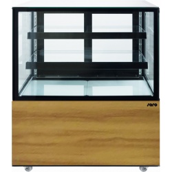VITRINA RECE PENTRU COFETARIE SARO MAXI 330-1106, CAPACITATE 300 L, TEMPERATURA +2 / + 8 ° C, INOX NEGRU / LEMN