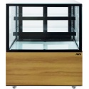 VITRINA RECE PENTRU COFETARIE SARO MAXI 330-1106, CAPACITATE 300 L, TEMPERATURA +2 / + 8 ° C, INOX NEGRU / LEMN