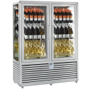 Vitrina frigorifica vinuri Silfer Curv CVN 900 CE/CE , 8 rafturi, 848 l, 2 usi, temperatura +6°+9+18°C, inox