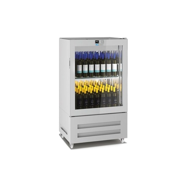 Vitrina frigorifica pentru vinuri Longoni 85-S Vitra 8512-S capacitate 450l (80sticle) 1 zona racire +4 / +18 °C argintiu