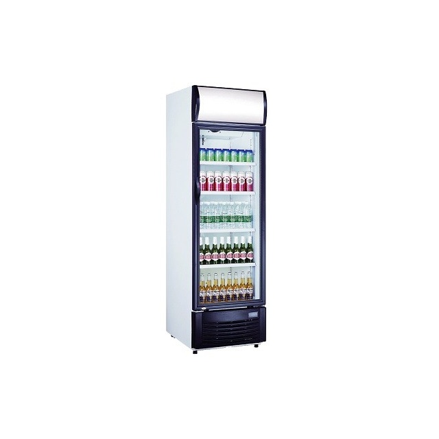 VITRINA FRIGORIFICA BAUTURI SARO GTK 382 437-1013, CU SPATIU PUBLICITAR, CAPACITATE 382 L, 0 / +10 ° C, INOX / NEGRU / ALB