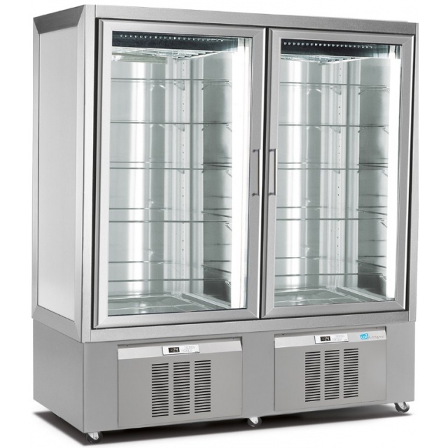 Vitrina frigorifica pentru cofetarie Longoni M2-600 CLASSIC 9221 capacitate 1200l 1 zona racire +2 / + 10 °C argintiu
