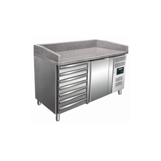 MASA RECE PENTRU PIZZA SARO MARGA PZ 1610 TN 323-10911, CAPACITATE 221 L, 1 USA + 7 SERTARE, TEMPERATURA + 2 / + 8 ° C, INOX