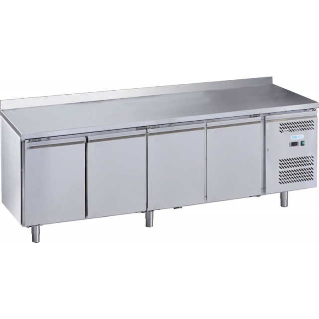 Masa rece frigorifica Forcold G-GN4200BT-F cu rebord, 4 usi, capacitate 553 l, temperatura -18°C/-22°C, inox