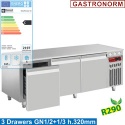 Masa rece Diamond N65/R316G-R2, 3 sertare GN1/2 + 1/3 h200 mm