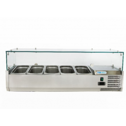 Vitrina frigorifica expunere ingrediente Forcold G-VRX1200-330, capacitate 5 cuve/20 l, temperatura +2°C/+8°C, inox