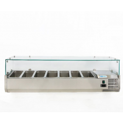 Vitrina frigorifica expunere ingrediente Forcold G-VRX1500-330, capacitate 7 cuve/28 l, temperatura +2°C/+8°C, inox