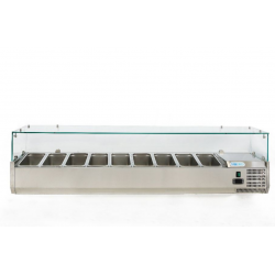 Vitrina frigorifica expunere ingrediente Forcold G-VRX1800-330, capacitate 9 cuve/36 l, temperatura +2°C/+8°C, inox