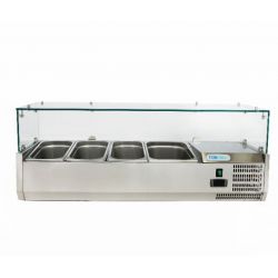 Vitrina frigorifica expunere ingrediente Forcold G-VRX1200-380, capacitate 3+1/20 l, temperatura +2°C/+8°C, inox