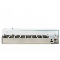 Vitrina frigorifica expunere ingrediente Forcold G-VRX1800-380, capacitate 8 cuve/36 l, temperatura +2°C/+8°C, inox
