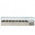 Vitrina frigorifica expunere ingrediente Forcold G-VRX1800-380, capacitate 8 cuve/36 l, temperatura +2°C/+8°C, inox
