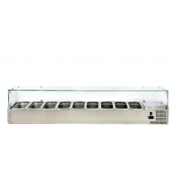 Vitrina frigorifica expunere ingrediente Forcold G-VRX2000-380, capacitate 9 cuve/40 l, temperatura +2°C/+8°C, inox