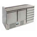 Masa rece pentru pizza Forcold G-S903PZCAS-FC, 2 usi si 6 sertare, capacitate 257 l, temperatura +2/+8°C, inox
