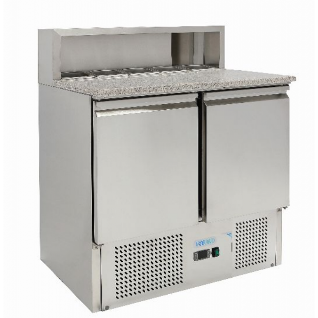 Masa rece salate Forcold Saladette G-PS900-F cu blat din granit, capacitate 288 l, temperatura +2/+8°C, inox