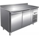 Masa rece cu rebord Forcar G-GN2200BT cu 2 usi, capacitate 282 l, temperatura -18°-22°C, Inox