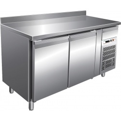 Masa rece cu rebord Forcar G-GN2200TN cu 2 usi, capacitate 282 l, temperatura -2°+8°C, Inox