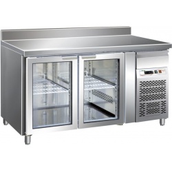 Masa rece cu usi din sticla Forcar G-GN2100TNG, 2 usi, capacitate 282 l, temperatura -2°+8°C, Inox
