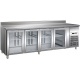 Masa rece cu usi din sticla si rebord Forcar G-GN4200TNG, 4 usi, capacitate 553 l, temperatura -2°+8°C, Inox