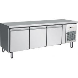 Masa rece gastronomie Forcar G-UGN3100TN cu 3 usi, capacitate 262 l, temperatura -2°+8°C, Inox