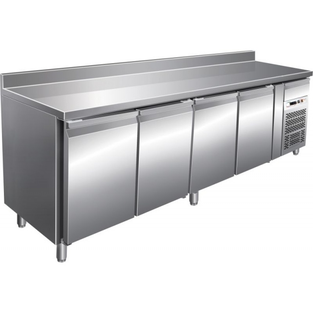 Masa rece gastronomie cu rebord Forcar G-SNACK4200TN cu 4 usi, capacitate 449 l, temperatura -2°+8°C, Inox