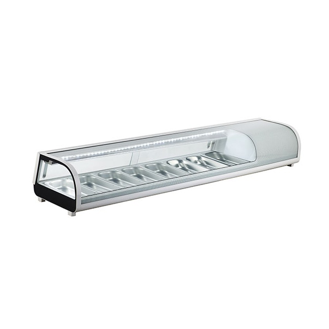 Vitrina frigorifica orizontala pentru ingrediente Forcar RTS132B, capacitate 8 containe, temperatura 0°+12°C, Inox