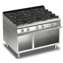 Aragaz profesional Baron Q70PCV/G1216, gama QUEEN7, suport deschis, 6 arzatoare, sistem autocuratare, putere 32,4 kW, inox