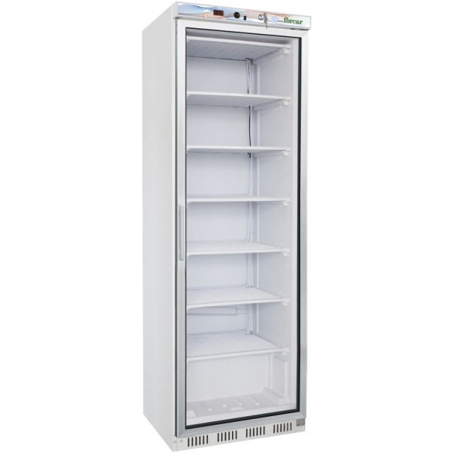 Vitrina frigorifica Forcar G-EF400G, capacitate 350 l, temperatura -18°-22°C, alb