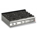 Plita profesionala Baron Q90PC/G1201, linia QUEEN 9, 6 arzatoare din fonta, putere 32,4 kW, gratare fonta, inox