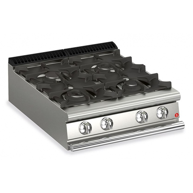 Aragaz Tecnogas P1X66M4VC, 60 cm, gaz, 4 arzatoare, grill, otel inoxidabil