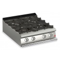Aragaz Tecnogas P1X66M4VC, 60 cm, gaz, 4 arzatoare, grill, otel inoxidabil