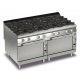 Aragaz profesional Baron Q90PCF/G1601, linia QUEEN9, 2 cuptoare gaz, 8 arzatoare, putere 63,4 kW, gratare fonta, inox