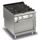 Aragaz profesional Baron Q90PCF/GE8011, linia QUEEN9, cuptor electric, 4 arzatoare, putere 29,2 kW, sistem autocuratare, inox