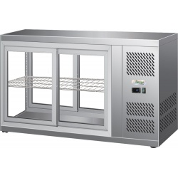 Vitrina frigorifica Forcar G-ER200GSS, capacitate 130 l, refrigerare statica, temperatura +2°C / +8°C, argintie