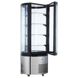 Vitrina frigorifica rotunda Forcar ARC400RC, capacitate 400 l, temperatura +2°+8°C, argintiu/negru