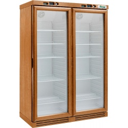 Vitrina frigorifica vinuri Forcar KL2792N cu 2 usi, capacitate 620 l, 2 zone temperatura +2°+8°C, nuc deschis