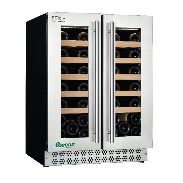 Vitrina frigorifica vinuri Forcar G-VI462D, capacitate 100 l, temperatura +5°+18°C, argintiu