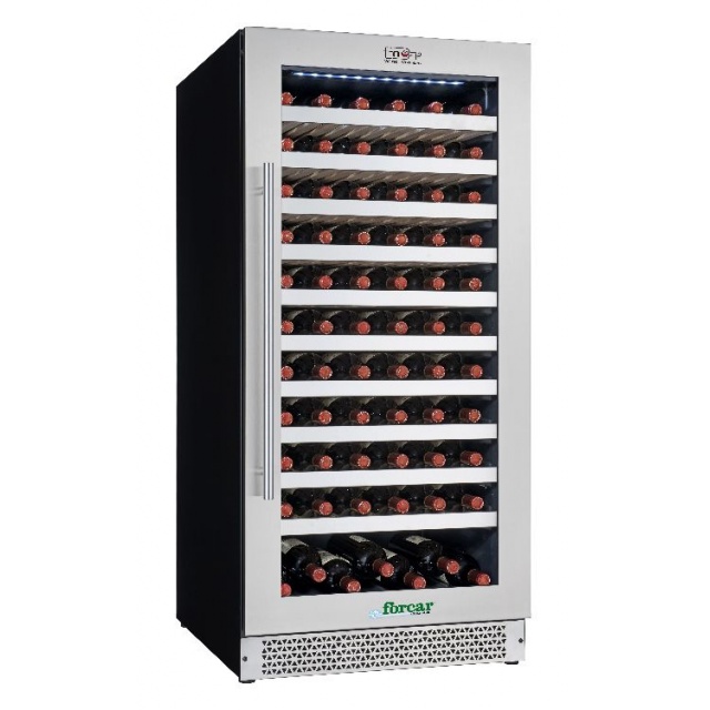 Vitrina frigorifica vinuri Forcar G-VI120S, capacitate 270 l, temperatura +5°+18°C, argintiu