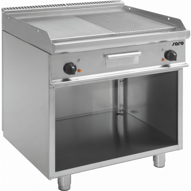 PLITA ELECTRICA PROFESIONALA E7/KTE2BAM 423-1255, 2 ZONE DE GATIT NETEDA / CANELATA, CU SUPORT, INOX