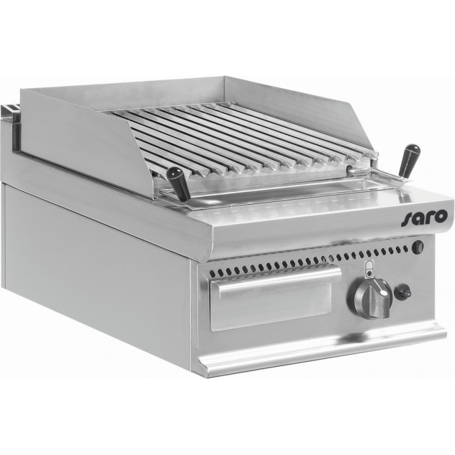 PLITA PE GAZ PROFESIONALA E7 / BS1BB 423-1260, GRATAR CU PROFIL IN V, CU PIATRA DE LAVA, INOX