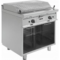 PLITA PE GAZ PROFESIONALA E7 / BS2BA 423-1275, CU SUPORT, GRATAR CU PROFIL IN V SI PIATRA DE LAVA, INOX