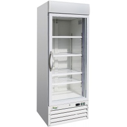 Vitrina frigorifica cu caseta luminoasa Forcar G-SNACK420BTG, capacitate 578, temperatura -18°/-22°C, alb