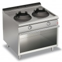 Aragaz profesional Baron Q70PCV/WG1020, linia QUEEN7, 2 arzatoare Mega WOK gaz, compartiment deschis, putere 20 kW, inox